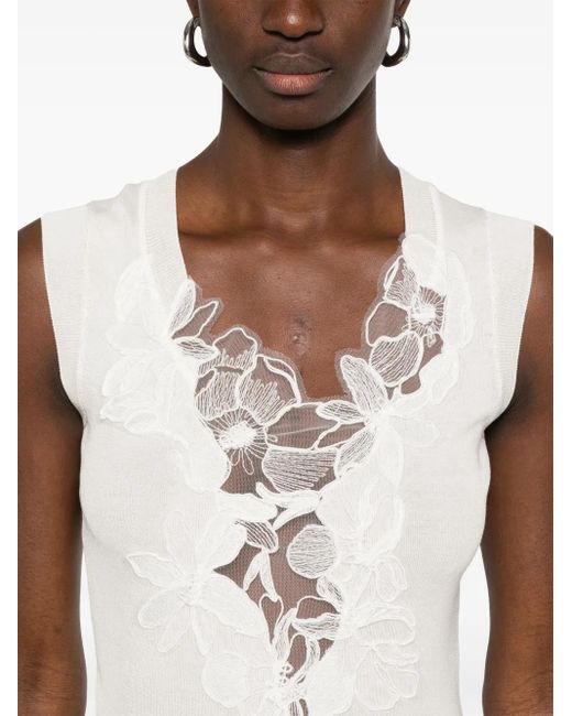 Ermanno Scervino Top Met Lint in het White
