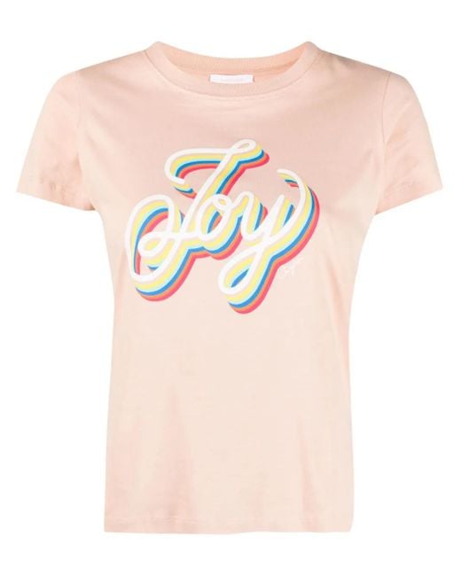 See By Chloé Pink Logo Cotton T-shirt