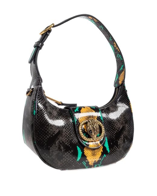 Kurt Geiger Black Small Chelsea Snake-Print Shoulder Bag
