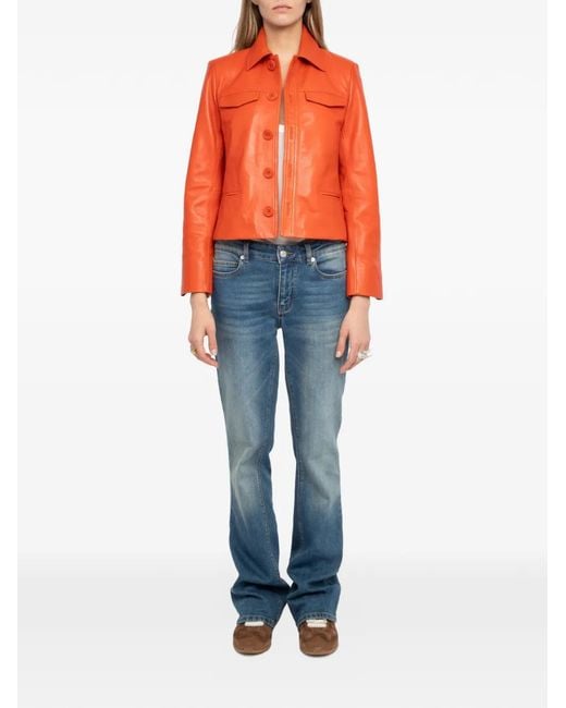 Zadig & Voltaire Orange Liam Leather Jacket