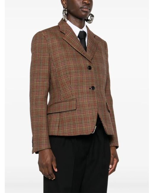 Prada Brown Plaid-Check Blazer