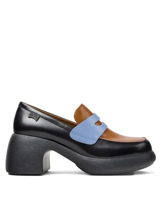 Camper Blue Twins Leather Platform Loafers
