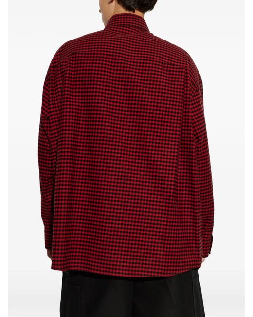 Balenciaga Red Checked Cotton Shirt for men