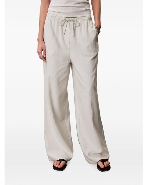 Calvin Klein White Linen Weekend Casual Trousers