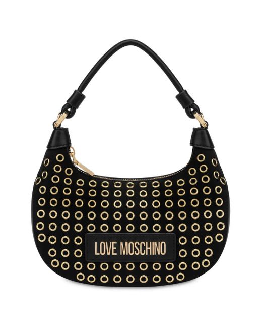 Love Moschino Black Eyelet-Embellished Mini Bag