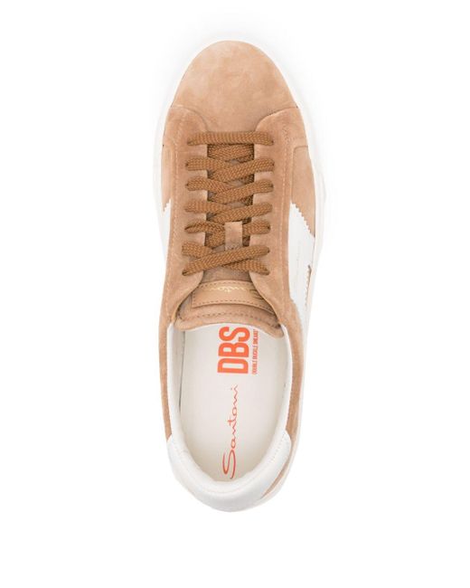 Santoni Natural Lace-up Suede Sneakers for men