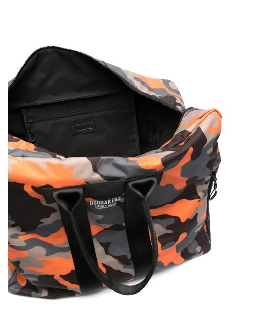 DSquared² Black Camouflage-Print Zip-Up Bag for men