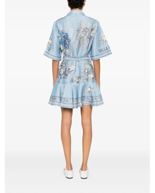ALÉMAIS Villa Romantica ミニドレス Blue