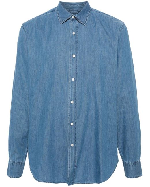 Aspesi Blue Long-sleeve Chambray Shirt for men