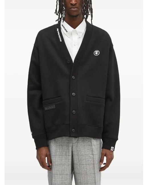 Aape By A Bathing Ape Black Moonface Logo Buttoned Cardigan for men