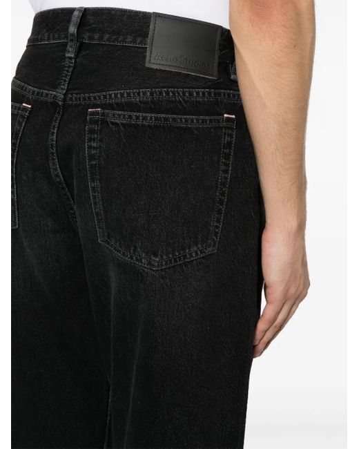 メンズ Acne ミッドライズ ワイドジーンズ Black