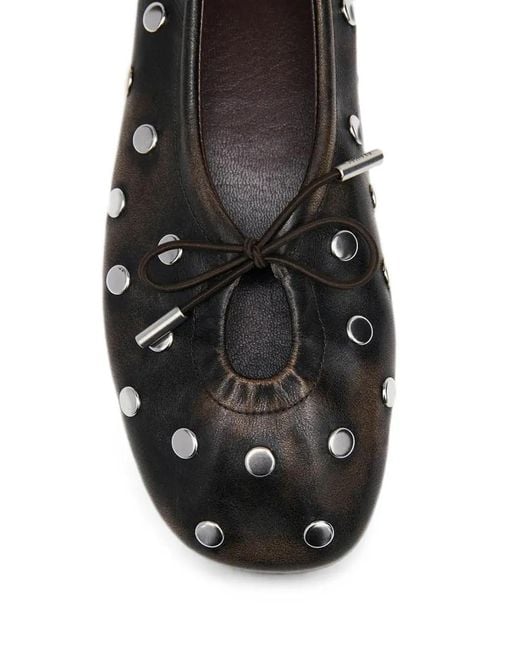 Alohas Black Rosalind Stud-Embellished Leather Ballet Flats