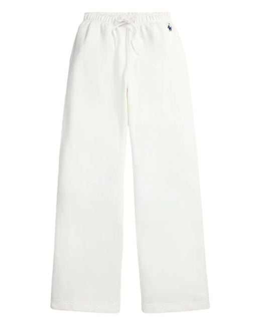 Polo Ralph Lauren White Embroidered-Logo Sweatpants