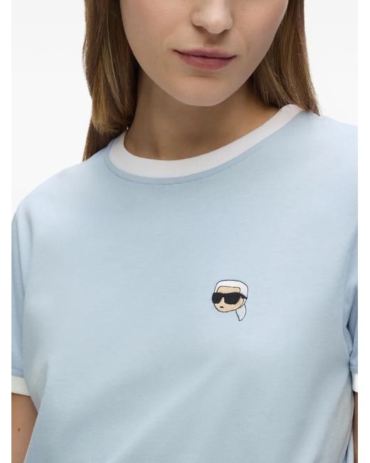 Karl Lagerfeld Blue Ikon Contrast Piping T-Shirt