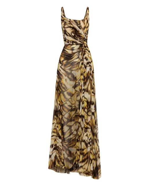 Robe Imprimée En Soie Oscar de la Renta en coloris Metallic