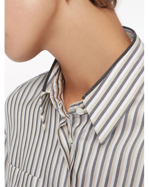 Brunello Cucinelli Gestreepte Blouse in het White