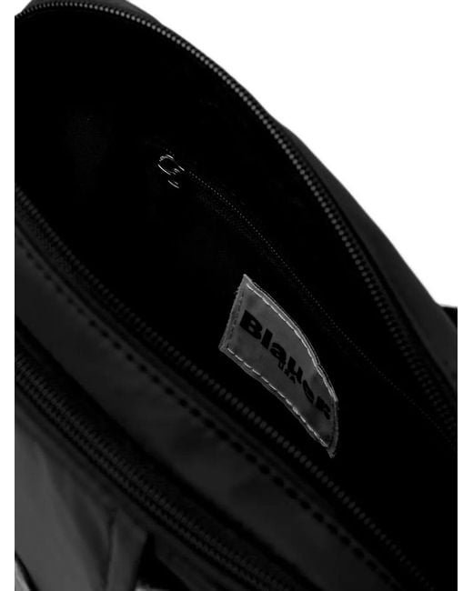 Blauer Black Logo-Patch Zip-Fastening Messenger Bag for men