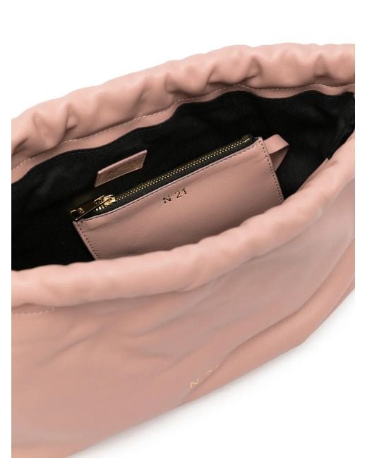 N°21 Pink Eva Ruched Leather Shoulder Bag