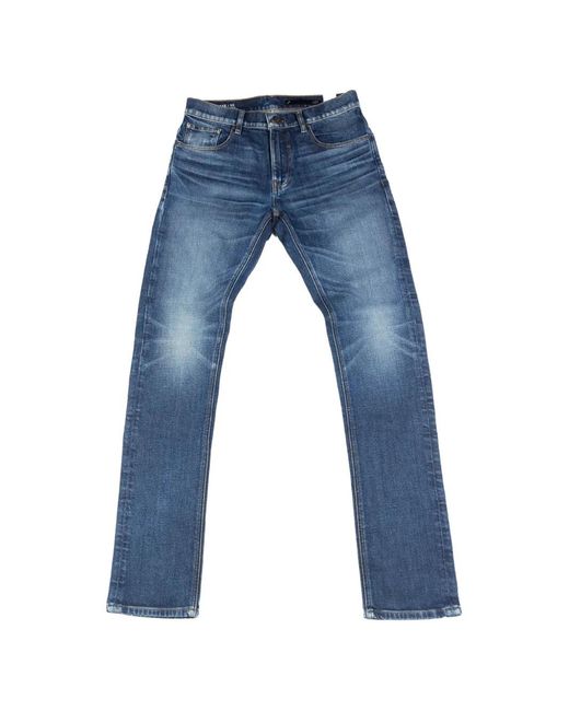 Jude Denim Blue Whiskering-Effect Jeans for men