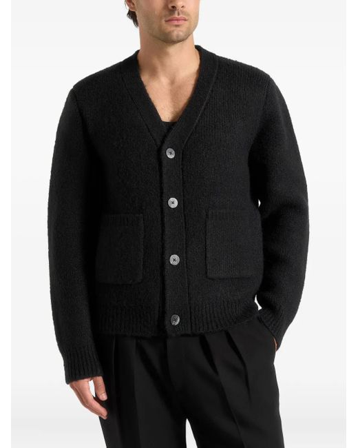 Manière De Voir Black Kw002 Wool Knit Cardigan for men
