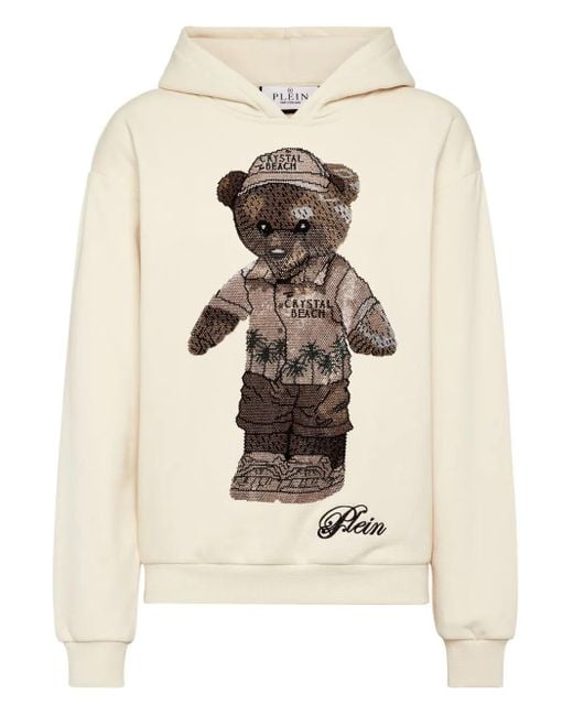 Philipp Plein Women's Natural Teddy Beach Crystal Hoodie