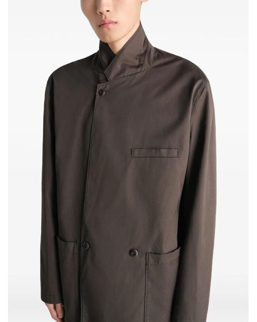 Lemaire Brown Double-Breasted Workwear Blazer for men