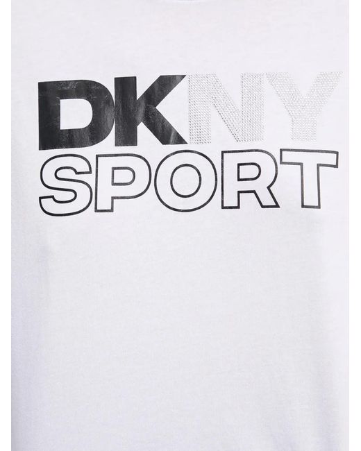 DKNY White Long-Sleeve Cropped T-Shirt