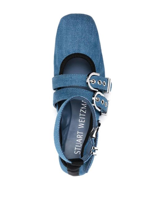 Stuart Weitzman Blue Maverick Leather Ballerina Shoes