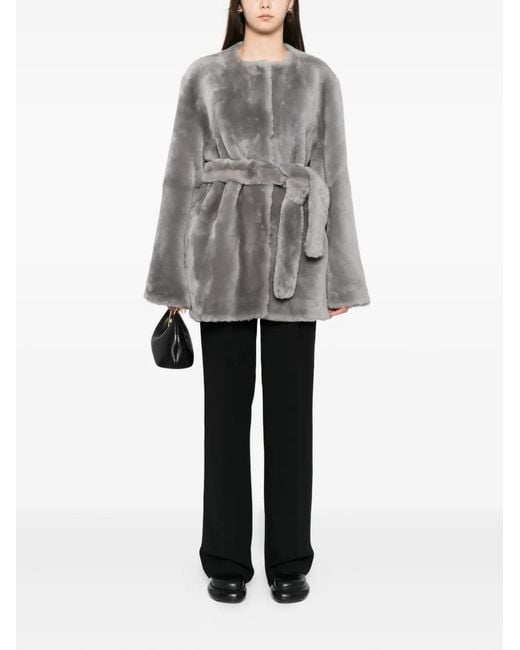 Totême  Gray Plush Shearling Jacket