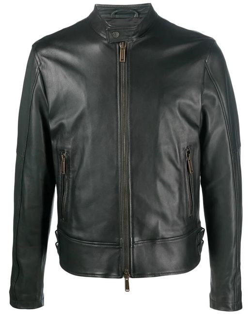 DSquared² Black Leather Biker Jacket for men