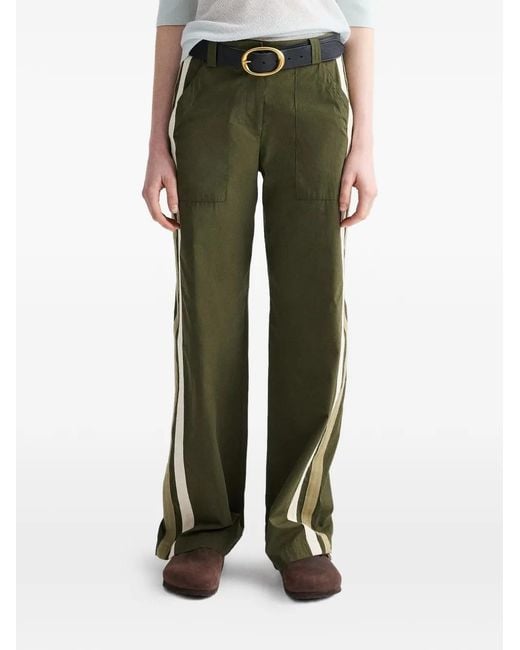 Twp Green Isabelle Side-Stripe Trousers