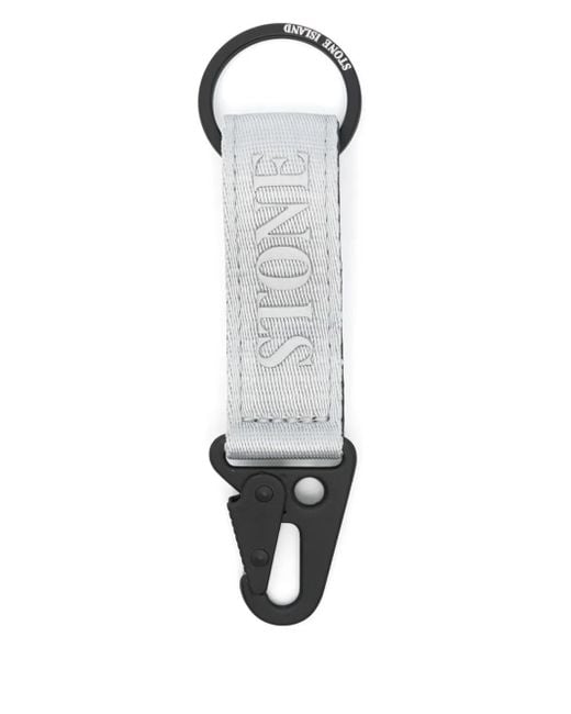 Portachiavi Con Logo di Stone Island in White da Uomo