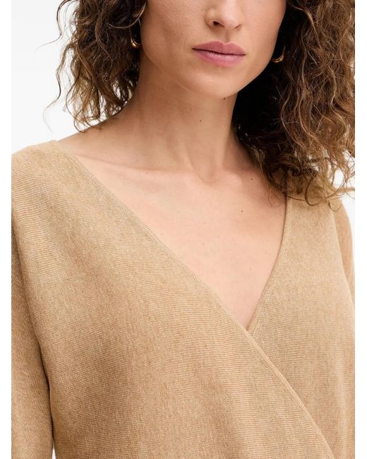 Fracomina Blue V-Neck Buckle Sweater