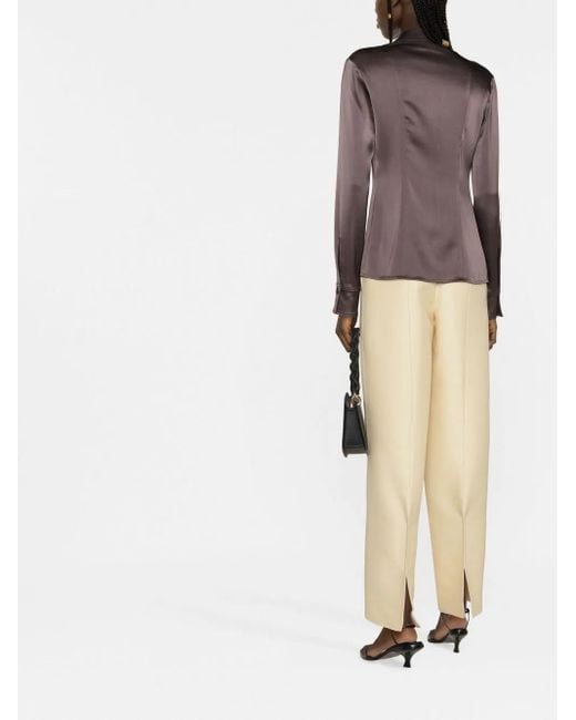 Nanushka Brown Oversized-Collar Fitted Shirt