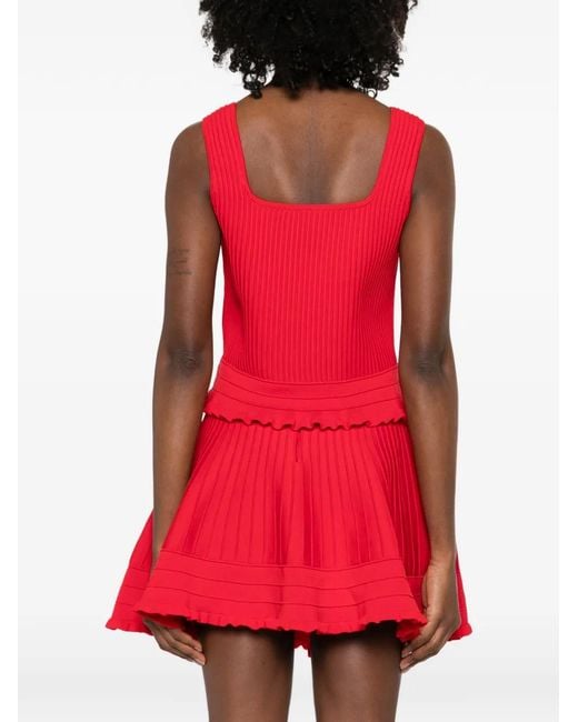Maje Red Ruffled Knit Top
