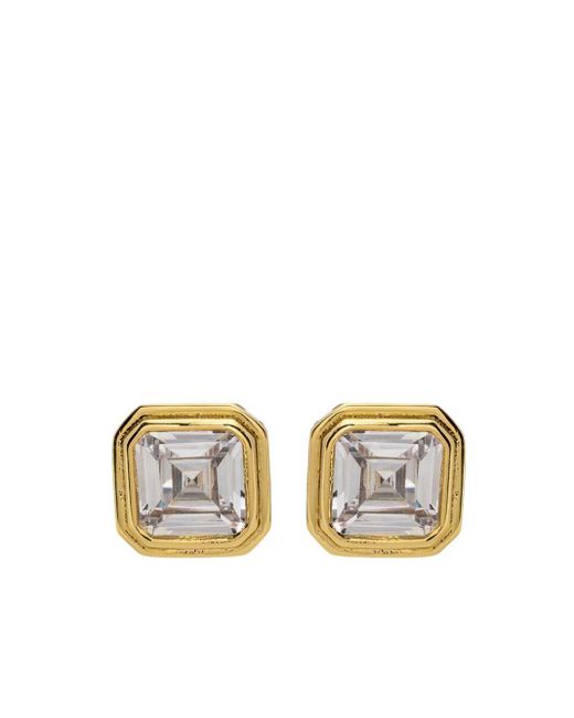 Kenneth Jay Lane White Crystal-embellished Earrings