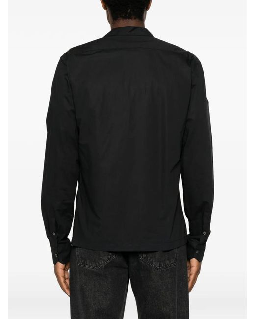 Brian Dales Black Flap-Pocket Spread-Collar Shirt for men