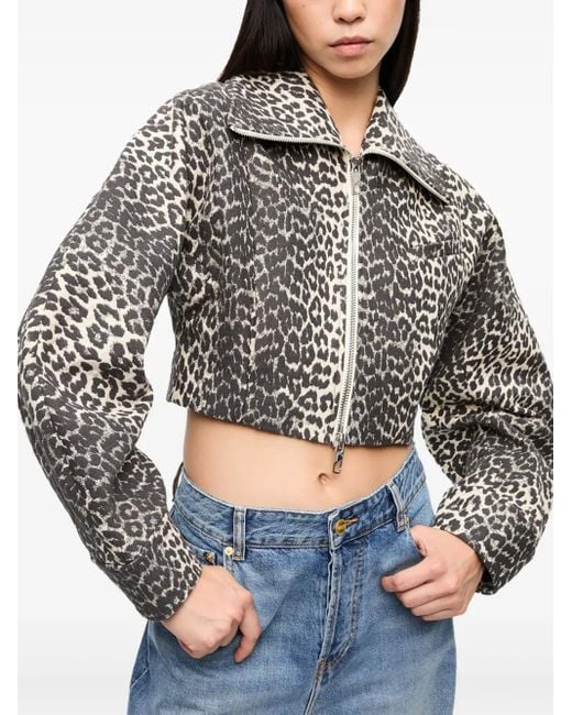 Ganni Black Leopard-Print Jacket