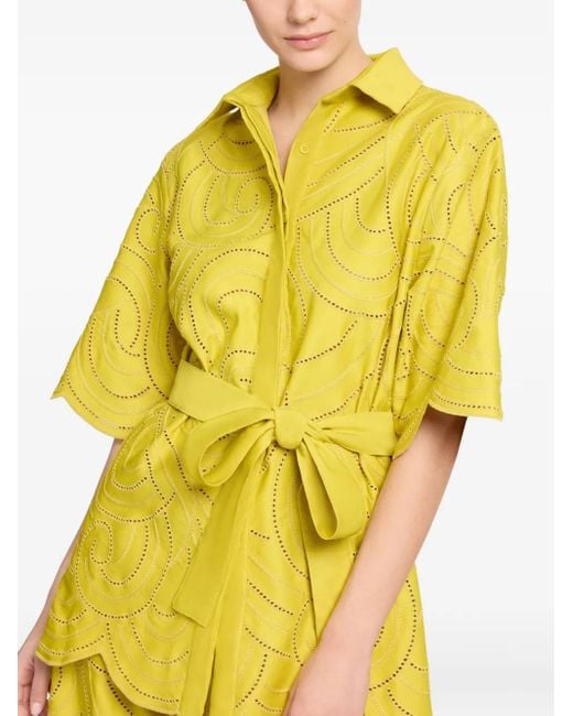Elie Saab Yellow Swirl-Embroidered Shirt