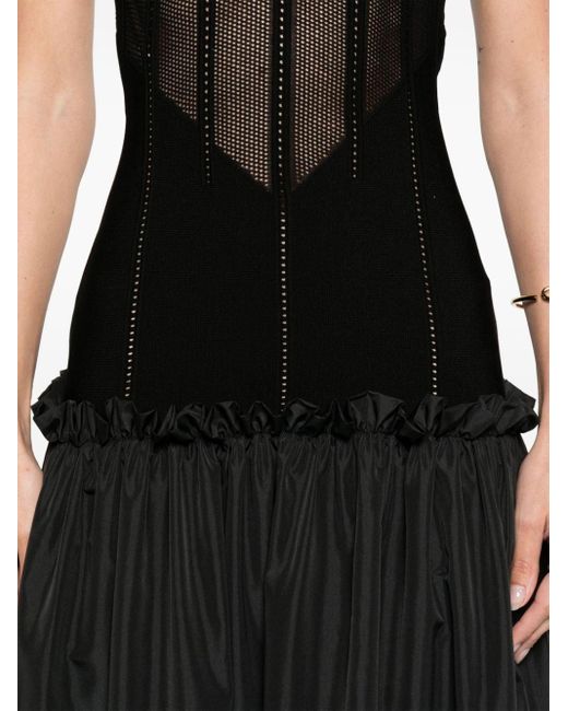Roberto Cavalli Black Knitted Tiered Midi Dress