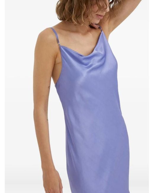 Samsøe & Samsøe Blue Spaghetti-Strap Cowl-Neck Mini Dress