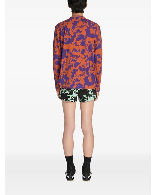 Dries Van Noten Red Printed Cotton T-Shirt for men