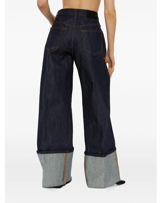 Givenchy Blue Cuffed Wide-Leg Jeans