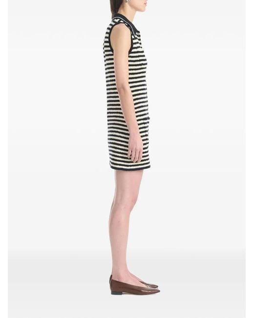 Altuzarra White Mamie Striped Knit Button-Front Mini Polo Dress