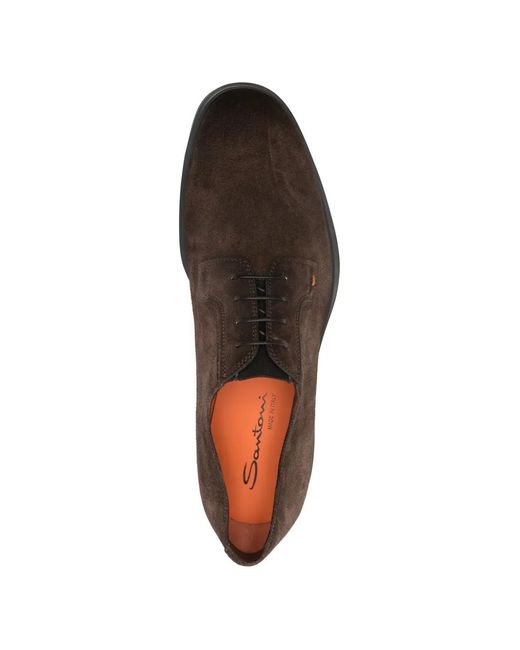 Santoni Brown Easy Derby Shoes for men