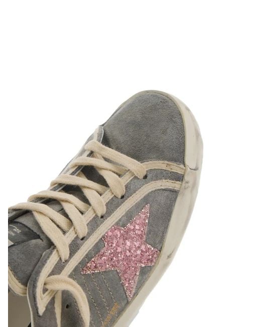 Golden Goose Deluxe Brand Brown Super Star Glitter-Detail Sneakers