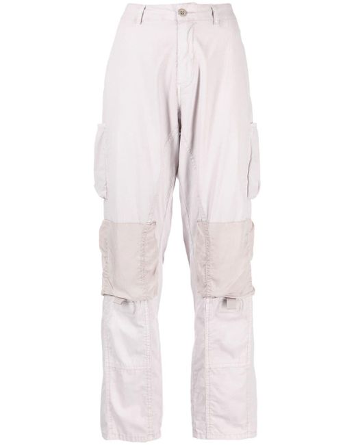 John Elliott Pink High-waisted Panelled Cotton Trousers