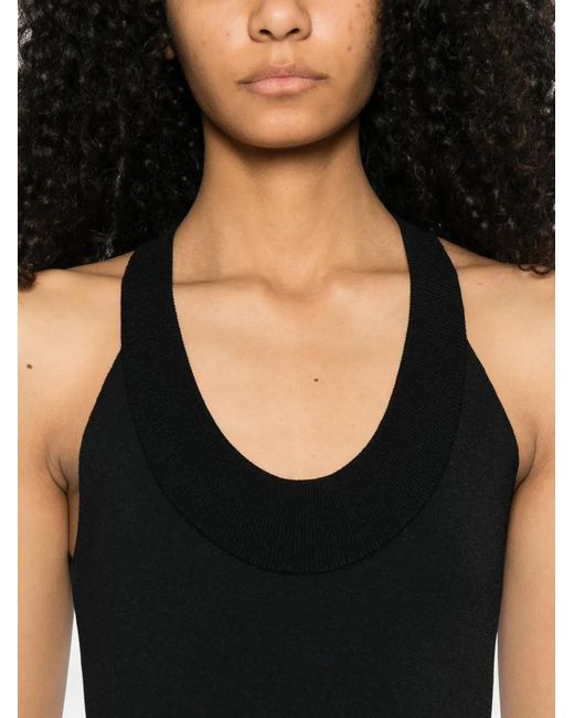 Brandon Maxwell Black Knit Ribbed Bodysuit
