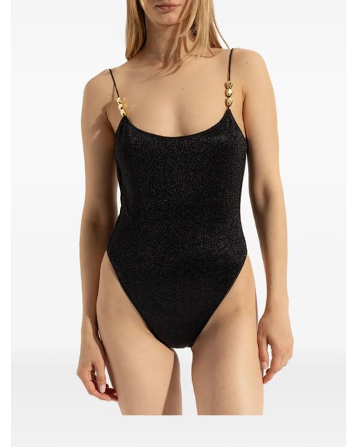 Oseree Black Glitter-Detailing Swimsuit