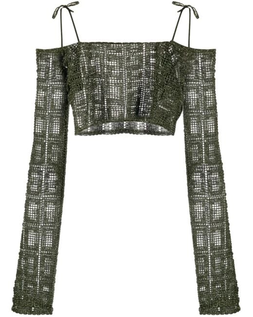 Gcds Green Off Shoulder Crop Top